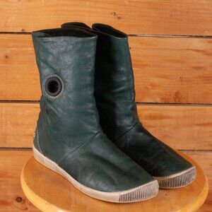 Softino by Fly London Leather Boots in Hunter Green - Women's 6.5 / EU 37